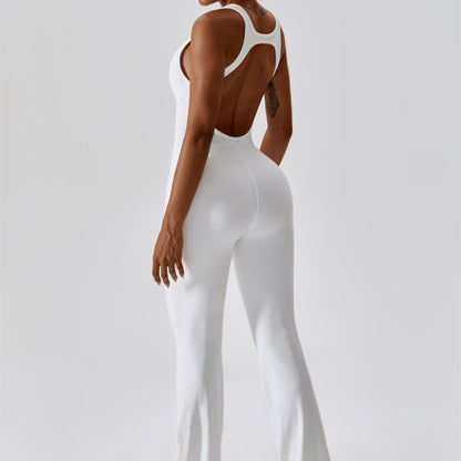 Scoop Neckline Flare Jumpsuit