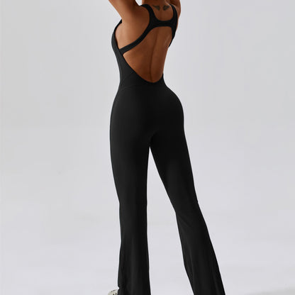 Scoop Neckline Flare Jumpsuit