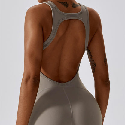 Scoop Neckline Flare Jumpsuit