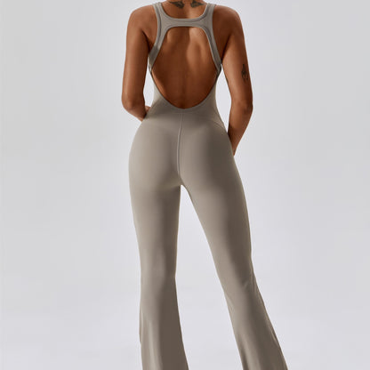 Scoop Neckline Flare Jumpsuit