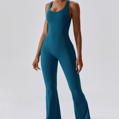 Scoop Neckline Flare Jumpsuit