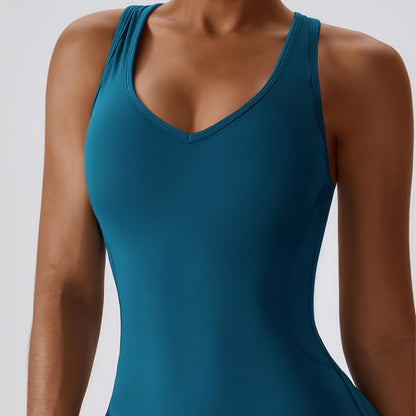 Scoop Neckline Flare Jumpsuit