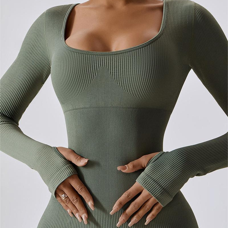 Fitted Seamless Long Sleeve Jumpsuits