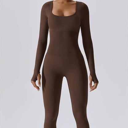Fitted Seamless Long Sleeve Jumpsuits