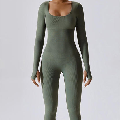 Fitted Seamless Long Sleeve Jumpsuits